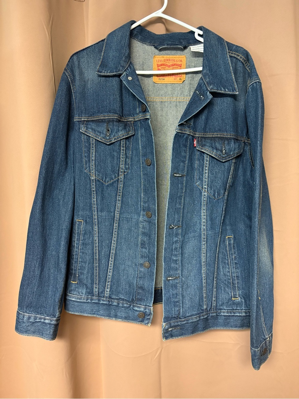 Levi's Mens 72334 Trucker Jacket Men's XL Medium Wash Blue Denim Jean Dec. 2016